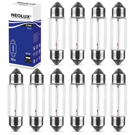 Kit 10 Lâmpadas Halógena Torpedo 35MM 3200K 5W 24V Neolux Standard Luz de Posição Placa e Interna Menor preço em Kit 10 Lâmpadas Halógena Torpedo 35MM 3200K 5W 24V Neolux Standard Luz de Posição Placa e Interna