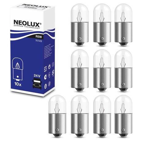 Kit 10 Lâmpadas Neolux Halógena R5W BA15s Standard 3200K 5W 24V Lanterna Traseira Caminhão Menor preço em Kit 10 Lâmpadas Neolux Halógena R5W BA15s Standard 3200K 5W 24V Lanterna Traseira Caminhão