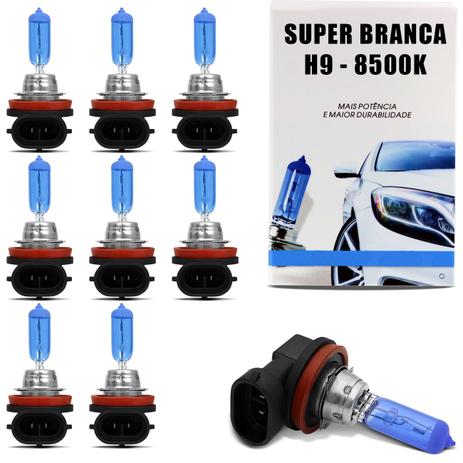Kit 10 Lâmpadas Super Branca H9 8500K 55W 12V Efeito Xênon Aplicação Farol - Tech one Menor preço em Kit 10 Lâmpadas Super Branca H9 8500K 55W 12V Efeito Xênon Aplicação Farol - Tech one