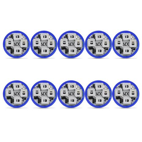 Kit 10 Lâmpadas T10 4 LEDs 12V Luz Azul Aplicação Farol Baixo - Mixcom Menor preço em Kit 10 Lâmpadas T10 4 LEDs 12V Luz Azul Aplicação Farol Baixo - Mixcom