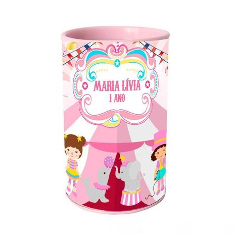Kit 10 Lembrancinha Cofrinho Personalizado Circo Rosa - Aluá festas Menor preço em Kit 10 Lembrancinha Cofrinho Personalizado Circo Rosa - Aluá festas