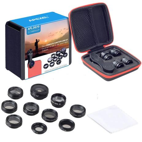 Kit 10 Lentes Apexel Universal Celulares Wide Macro Cpl Radial Menor preço em Kit 10 Lentes Apexel Universal Celulares Wide Macro Cpl Radial