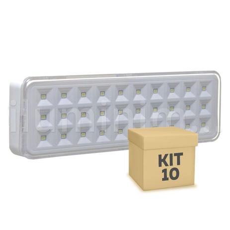 Kit 10 Luminária de Emergência 30 LEDs Slim - Segurimax Menor preço em Kit 10 Luminária de Emergência 30 LEDs Slim - Segurimax