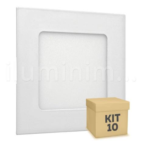 Kit 10 Luminária Plafon LED 6w Embutir Branco Quente - Iluminim led Menor preço em Kit 10 Luminária Plafon LED 6w Embutir Branco Quente - Iluminim led