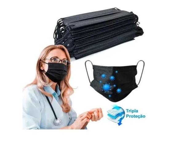Kit 10 Máscara PINNAI Descartável Tripla Proteção Com Clip Nasal Preta Menor preço em Kit 10 Máscara PINNAI Descartável Tripla Proteção Com Clip Nasal Preta