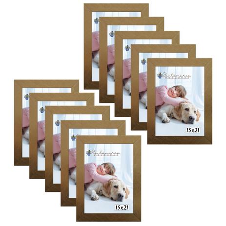 Kit 10 Molduras Porta Retrato 15X21 Dourado - Santamaria molduras Menor preço em Kit 10 Molduras Porta Retrato 15X21 Dourado - Santamaria molduras