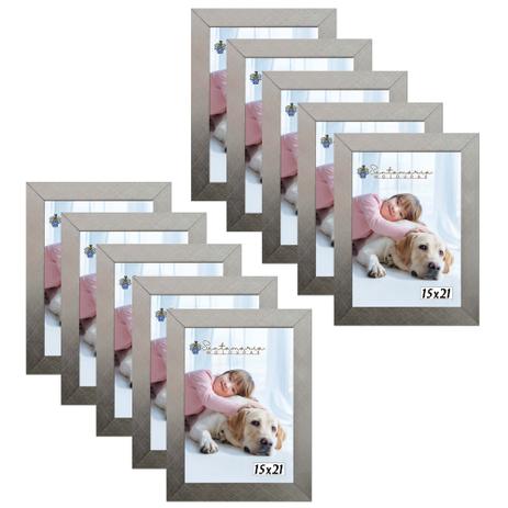 Kit 10 Molduras Porta Retrato 15X21 Prateado - Santamaria molduras Menor preço em Kit 10 Molduras Porta Retrato 15X21 Prateado - Santamaria molduras