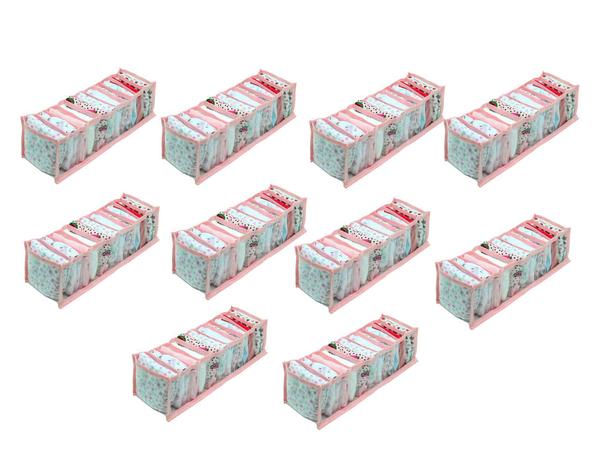 Kit 10 Organizadores de Gavetas Transparente e Rosa 604 VB Home Menor preço em Kit 10 Organizadores de Gavetas Transparente e Rosa 604 VB Home