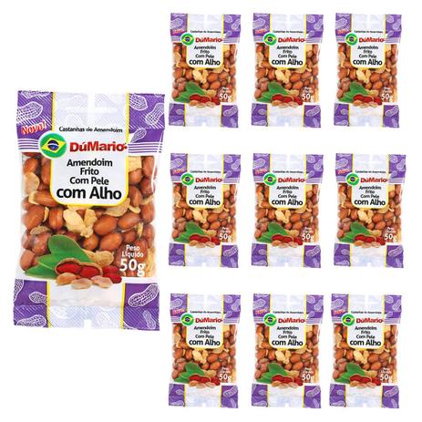 Kit 10 Pacotes Amendoim com Alho Frito com Casca Salgado 50 gramas - Amendoim dumario é boa?