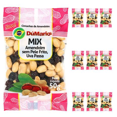 Kit 10 Pacotes Amendoim sem Casca com Uva Passa Salgado 50 gramas - Amendoim dumario Menor preço em Kit 10 Pacotes Amendoim sem Casca com Uva Passa Salgado 50 gramas - Amendoim dumario