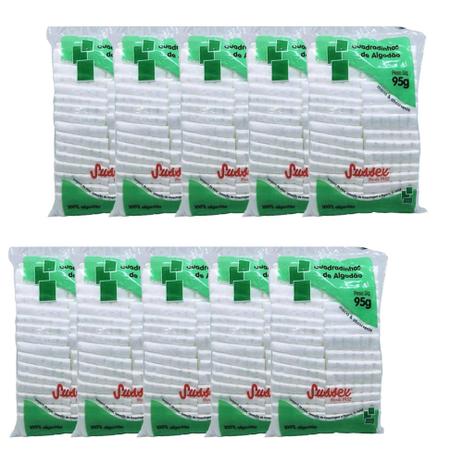 Kit 10 Pacotes de Algodão Sussex Em Quadradinho 95g Menor preço em Kit 10 Pacotes de Algodão Sussex Em Quadradinho 95g