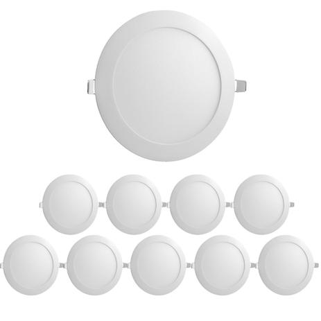 Kit 10 Painel Luminária Plafon Embutir LED Redonda 24w 6500k - Economax Menor preço em Kit 10 Painel Luminária Plafon Embutir LED Redonda 24w 6500k - Economax