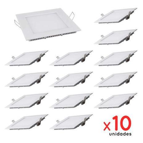 Kit 10 Painel Plafon Luminária Led 12w Quadrado Branco Frio Decoração Iluminação - Super Led Menor preço em Kit 10 Painel Plafon Luminária Led 12w Quadrado Branco Frio Decoração Iluminação - Super Led