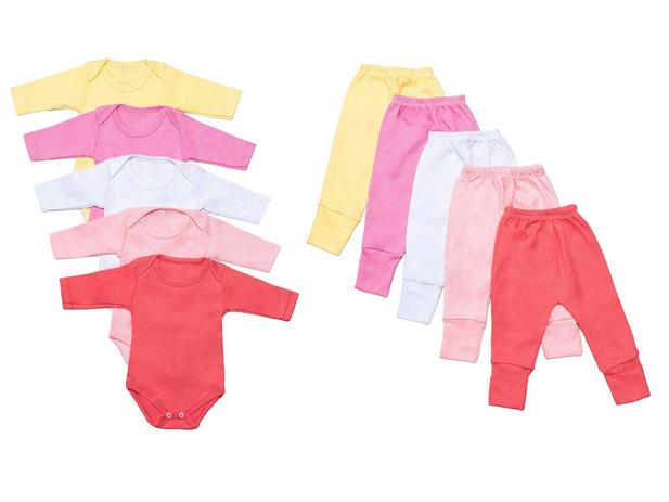 Kit 10 Peças Body Bebê Manga Longa E Calça Mijão Liso Algodão Amor - Dcp Kids Menor preço em Kit 10 Peças Body Bebê Manga Longa E Calça Mijão Liso Algodão Amor - Dcp Kids
