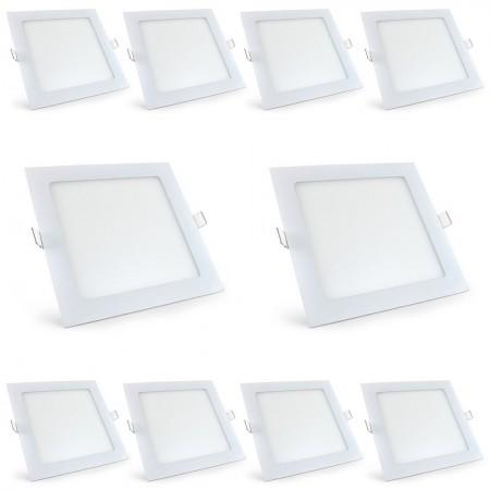 Kit 10 peças Luminária Plafon LED Quadrado Embutir 24w Branco Frio 6500k - Powerxl Menor preço em Kit 10 peças Luminária Plafon LED Quadrado Embutir 24w Branco Frio 6500k - Powerxl