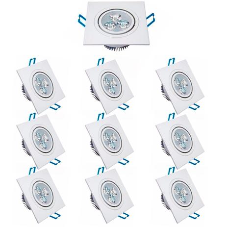 kit 10 peças Spot LED 3w Quadrado direcionável Branco Frio 6500k - Aro branco - Powerxl Menor preço em kit 10 peças Spot LED 3w Quadrado direcionável Branco Frio 6500k - Aro branco - Powerxl