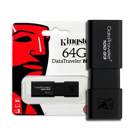Kit 10 Pen Drive 64GB USB 3.1 Kingston - DT100G3/64GB Menor preço em Kit 10 Pen Drive 64GB USB 3.1 Kingston - DT100G3/64GB