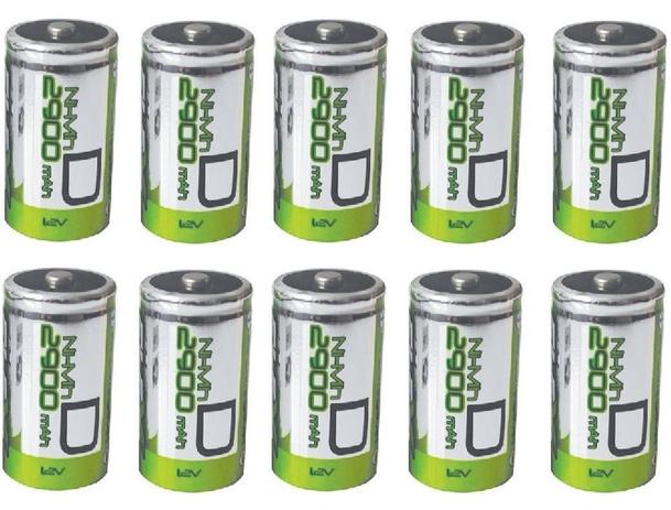 Kit 10 Pilhas Recarregáveis Grande Tipo D 2900mah Flex Menor preço em Kit 10 Pilhas Recarregáveis Grande Tipo D 2900mah Flex