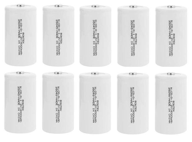 Kit 10 Pilhas Recarregáveis Grande Tipo D 4000mah Rontek Menor preço em Kit 10 Pilhas Recarregáveis Grande Tipo D 4000mah Rontek