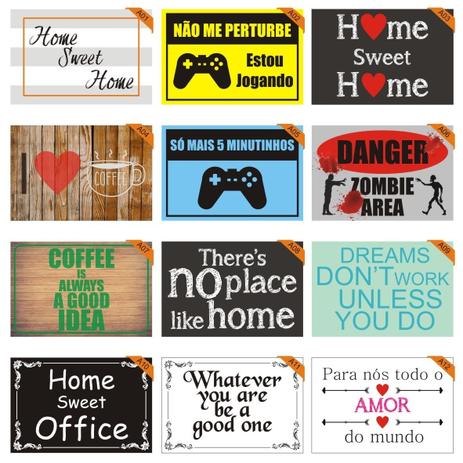 Kit 10 Placas Decorativas - Medida: 30 cm x 20 cm Casual - Micro oficina Menor preço em Kit 10 Placas Decorativas - Medida: 30 cm x 20 cm Casual - Micro oficina