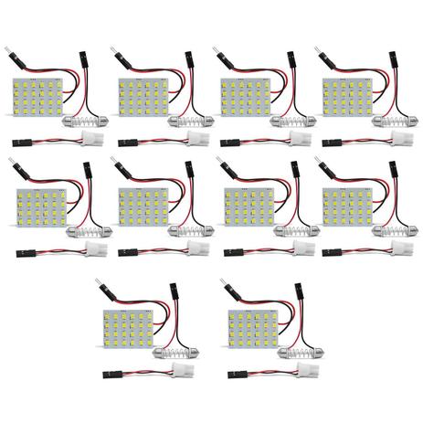 Kit 10 Placas LED 24 Pontos Pingo T10 Torpedo 5W 12V Luz Interna Teto Porta-Malas - Prime Menor preço em Kit 10 Placas LED 24 Pontos Pingo T10 Torpedo 5W 12V Luz Interna Teto Porta-Malas - Prime