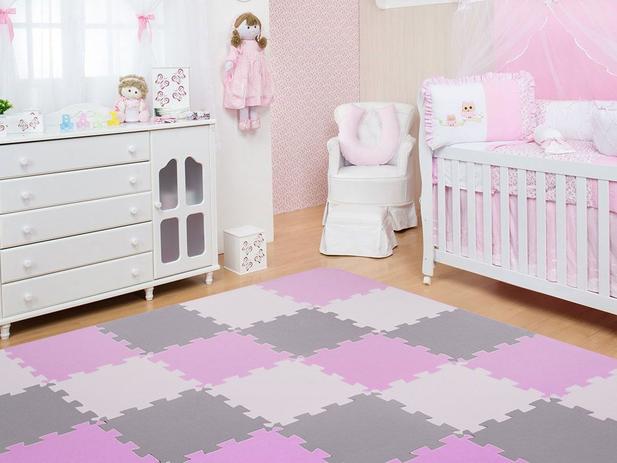 Kit 10 Placas Tatame Tapete Eva 50x50X1cm Rosa Bebê, Branco e Cinza Claro - Linha Econômica - Biatex Menor preço em Kit 10 Placas Tatame Tapete Eva 50x50X1cm Rosa Bebê, Branco e Cinza Claro - Linha Econômica - Biatex