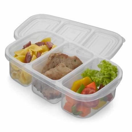 Kit 10 Pote Plástico Hermético 3 Divisórias 1,1 L Nitron 139 Menor preço em Kit 10 Pote Plástico Hermético 3 Divisórias 1,1 L Nitron 139