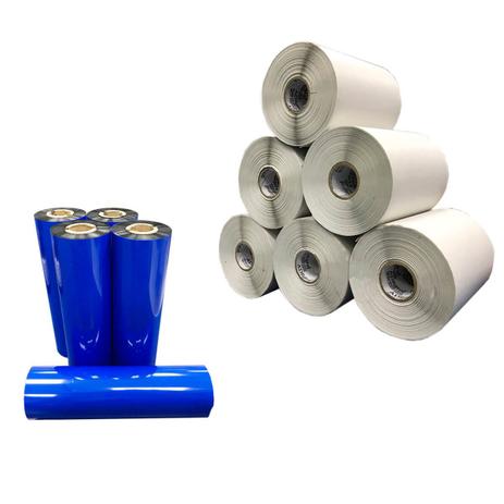 Kit 10 Rolos Etiqueta Bopp 10x10 Cm + 5 Ribbons Misto - Adegraf Menor preço em Kit 10 Rolos Etiqueta Bopp 10x10 Cm + 5 Ribbons Misto - Adegraf