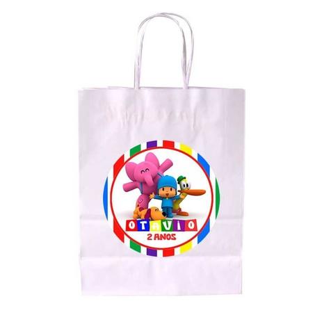 Kit 10 Sacola De Papel Branca Personalizada Pocoyo - Aluá festas é boa?