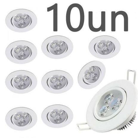 Kit 10 Spot Super Led 3w Redondo Amarelado Branco Quente - Própria Menor preço em Kit 10 Spot Super Led 3w Redondo Amarelado Branco Quente - Própria