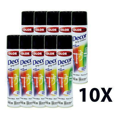 Kit 10 Tinta Spray Colorgin Uso Geral Cor Preto Brilhante Menor preço em Kit 10 Tinta Spray Colorgin Uso Geral Cor Preto Brilhante