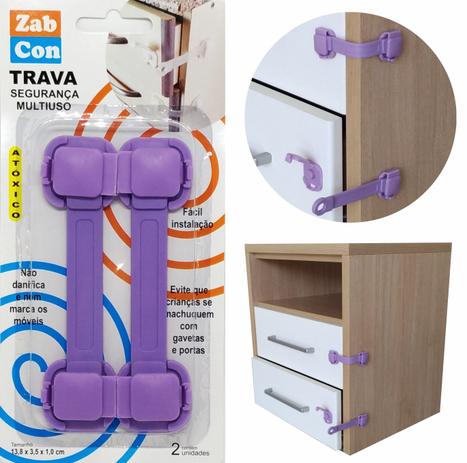 Kit 10 Travas Segurança Gaveta Multiuso Lilás - Zabcon Menor preço em Kit 10 Travas Segurança Gaveta Multiuso Lilás - Zabcon