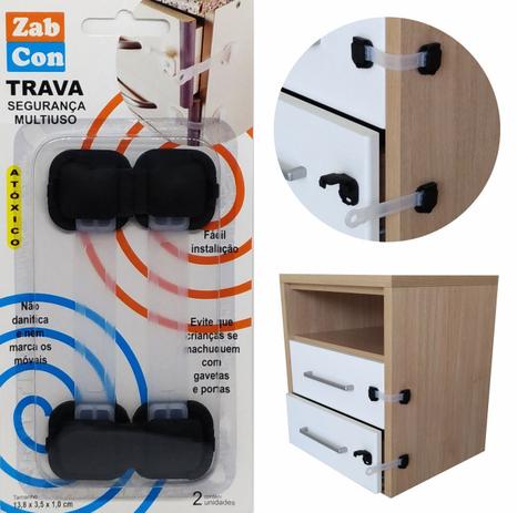 Kit 10 Travas Segurança Gaveta Multiuso Preto / Incolor - Zabcon Menor preço em Kit 10 Travas Segurança Gaveta Multiuso Preto / Incolor - Zabcon