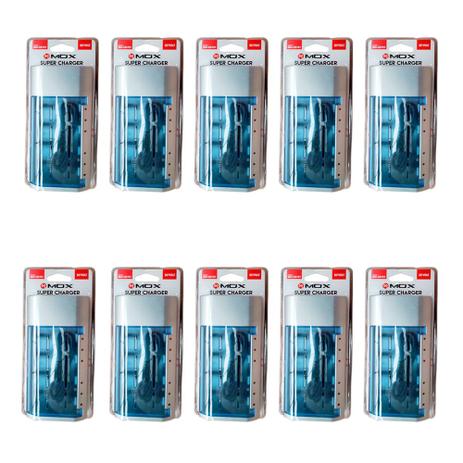 Kit 10 Unidades Carregador Universal De Pilhas aa/aaa/c/d/Bat 9v - Mox Menor preço em Kit 10 Unidades Carregador Universal De Pilhas aa/aaa/c/d/Bat 9v - Mox