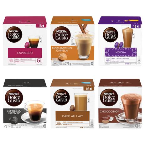 Kit 100 Cápsulas de Café Dolce Gusto 6 Sabores Menor preço em Kit 100 Cápsulas de Café Dolce Gusto 6 Sabores