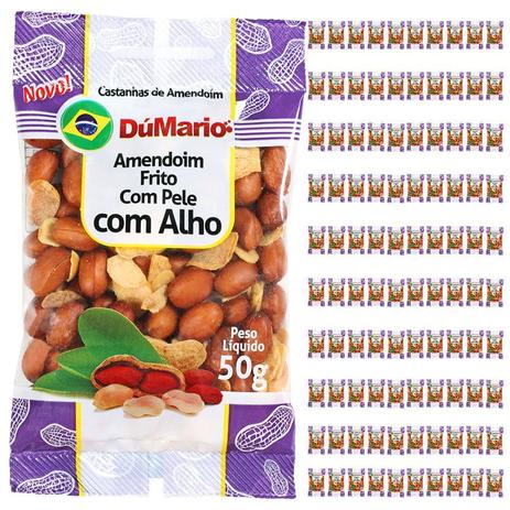 Kit 100 Pacotes Amendoim com Alho Frito com Casca Salgado 50 gramas - Amendoim dumario Menor preço em Kit 100 Pacotes Amendoim com Alho Frito com Casca Salgado 50 gramas - Amendoim dumario