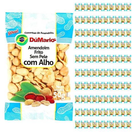 Kit 100 Pacotes Amendoim com Alho Frito sem Casca Salgado 50 gramas - Amendoim dumario Menor preço em Kit 100 Pacotes Amendoim com Alho Frito sem Casca Salgado 50 gramas - Amendoim dumario