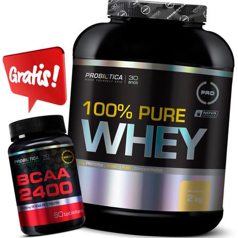 Kit 100 Pure Whey 2kg + Bcaa 2400 Probiotica Promoção - Probiótica Menor preço em Kit 100 Pure Whey 2kg + Bcaa 2400 Probiotica Promoção - Probiótica