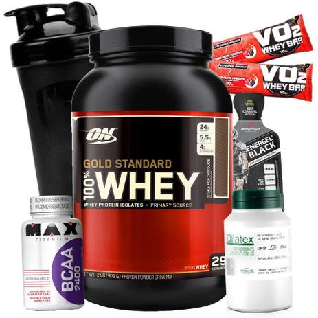 Kit 100 Whey Gold Standard + Bcaa 2400 + Dilatex Pump - Optimum nutrition Menor preço em Kit 100 Whey Gold Standard + Bcaa 2400 + Dilatex Pump - Optimum nutrition