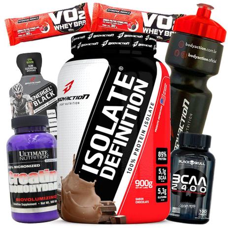 kit 100 Whey Isolado Puro 900g Creatina 300g Bcaa 2400 100caps Garrafinha - Body action Menor preço em kit 100 Whey Isolado Puro 900g Creatina 300g Bcaa 2400 100caps Garrafinha - Body action