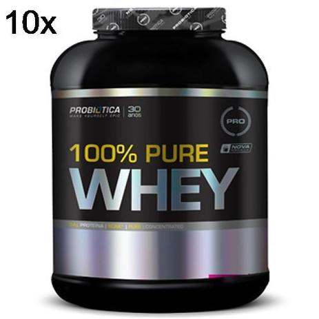 Kit 10X 100 Pure Whey - 2000g Chocolate - Probiotica - Probiótica Menor preço em Kit 10X 100 Pure Whey - 2000g Chocolate - Probiotica - Probiótica