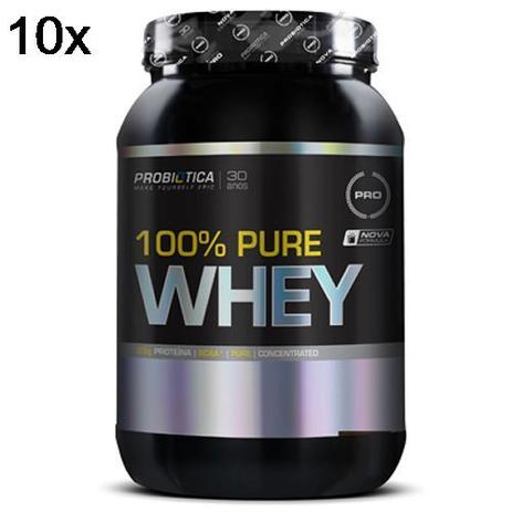 Kit 10X 100 Pure Whey - 900g Baunilha - Probiótica Menor preço em Kit 10X 100 Pure Whey - 900g Baunilha - Probiótica