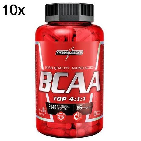 Kit 10X Amino BCAA TOP 4:1:1 - 120 Cápsulas - IntegralMédica - Integralmedica Menor preço em Kit 10X Amino BCAA TOP 4:1:1 - 120 Cápsulas - IntegralMédica - Integralmedica
