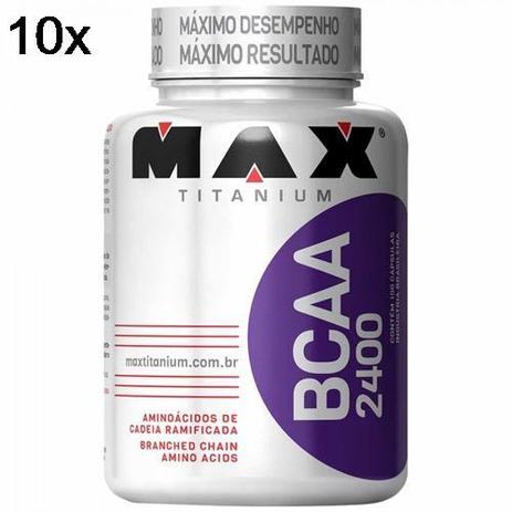 Kit 10X BCAA 2400 - 100 Cápsulas - Max Titanium Menor preço em Kit 10X BCAA 2400 - 100 Cápsulas - Max Titanium