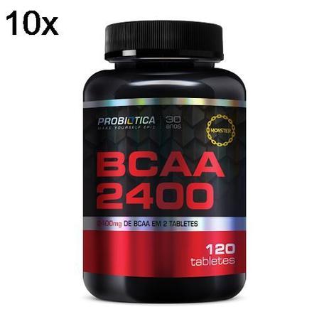 Kit 10X BCAA 2400 - 120 Tabletes - Probiótica Menor preço em Kit 10X BCAA 2400 - 120 Tabletes - Probiótica