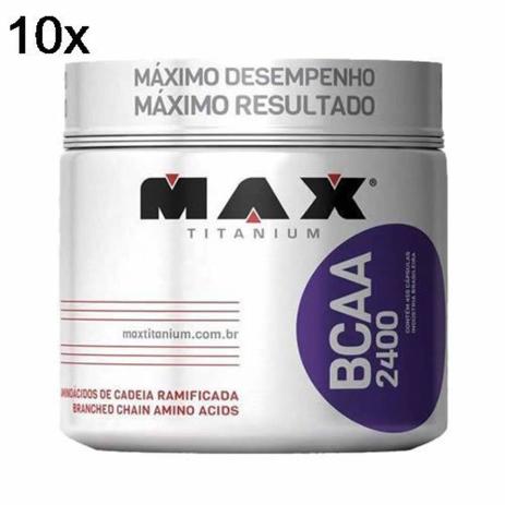 Kit 10X BCAA 2400 - 450 Cápsulas - Max Titanium Menor preço em Kit 10X BCAA 2400 - 450 Cápsulas - Max Titanium