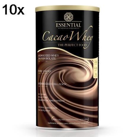 Kit 10X Cacao Whey - 450g - Essential Nutrition Menor preço em Kit 10X Cacao Whey - 450g - Essential Nutrition