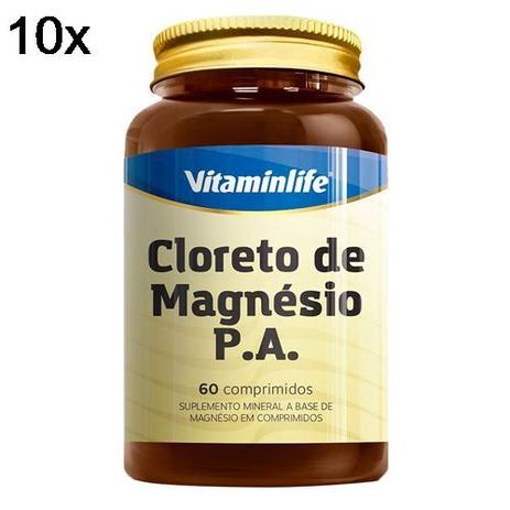 Kit 10X Cloreto de Magnésio P.A - 60 Comprimidos - Vitaminlife Menor preço em Kit 10X Cloreto de Magnésio P.A - 60 Comprimidos - Vitaminlife