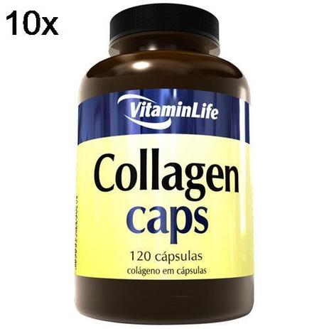 Kit 10X Collagen Caps Colágeno - 120 Cápsulas - VitaminLife Menor preço em Kit 10X Collagen Caps Colágeno - 120 Cápsulas - VitaminLife