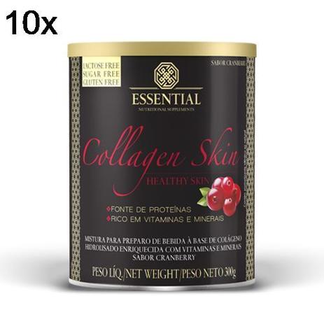 Kit 10X Collagen Skin - 300g Cranberry - Essential Nutrition Menor preço em Kit 10X Collagen Skin - 300g Cranberry - Essential Nutrition
